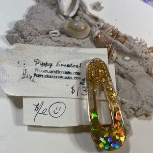 Gold Bling Barrette! Made with Imported German Glass Glitter , gold hardware